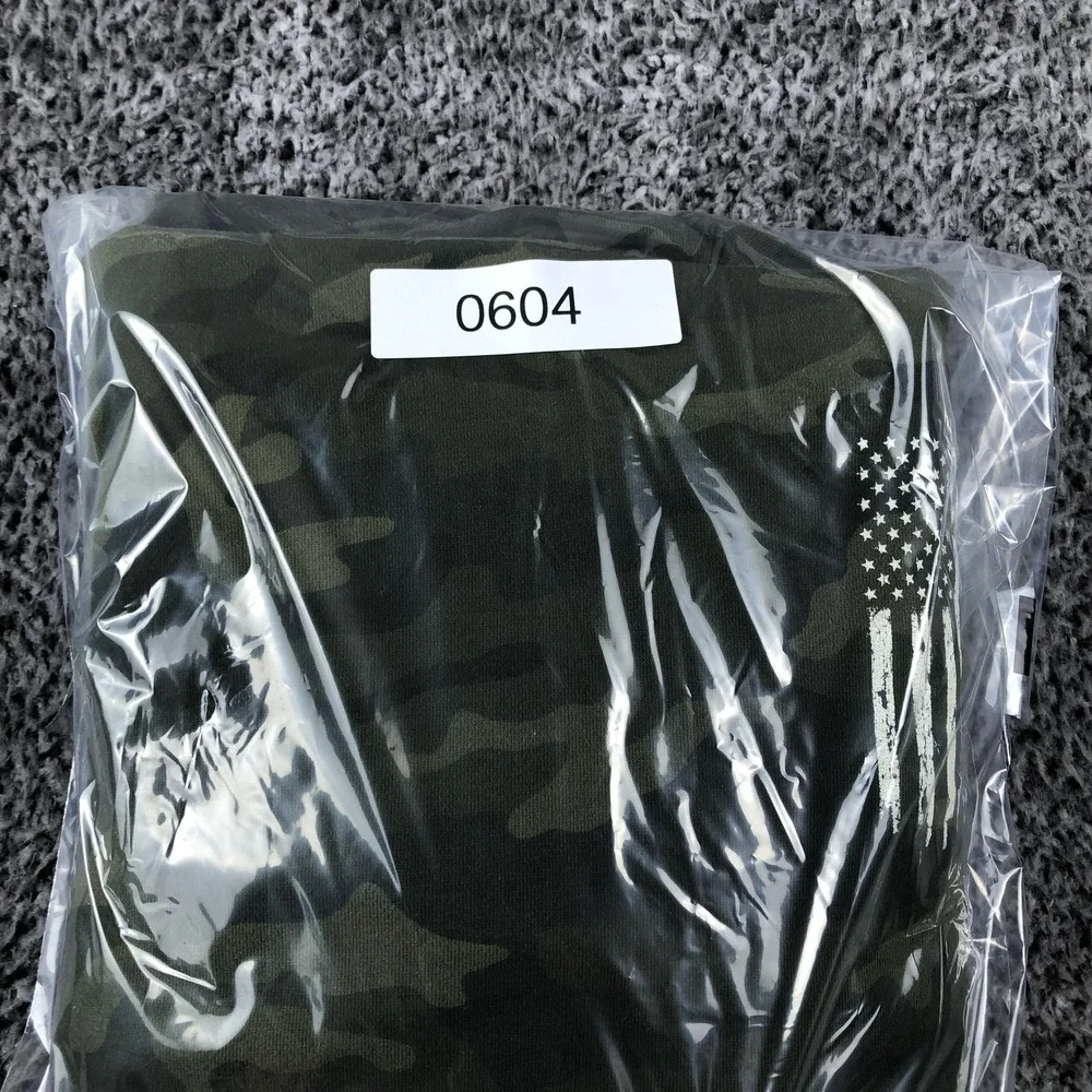 Howitzer Hoodie Mens 2XL Green Camo Fleece Pullover American Patriot Flag Skull - Picture 11 of 11